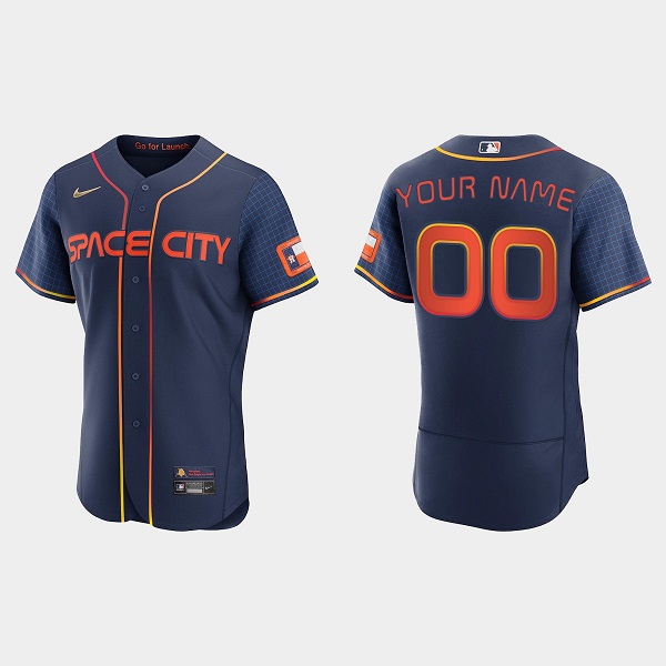 Men's Houston Astros Customized 2022 Navy City Connect Stitched Baseball Jersey